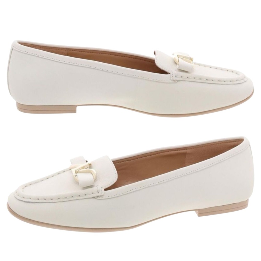 Naturalizer Women Layla White Leather Slip On Embellished Loafers Shoes Size 9.5